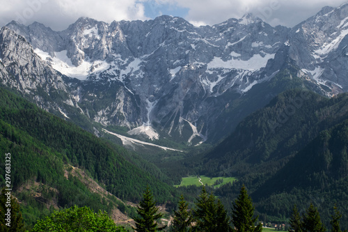 Panoramic view of the Jezersko Valley in Slovenia
