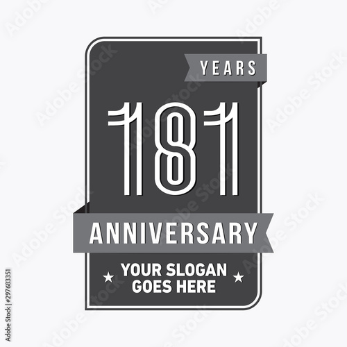 181 years anniversary design template. One hundred and eighty-one years celebration logo. Vector and illustration.