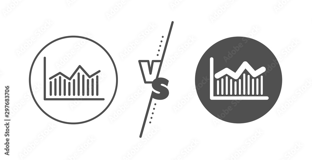 Economic graph sign. Versus concept. Financial chart line icon. Stock exchange symbol. Business investment. Line vs classic money diagram icon. Vector Economic graph sign. Versus concept. Financial chart line icon. Stock exchange symbol. Business investment. Line vs classic money diagram icon. Vector