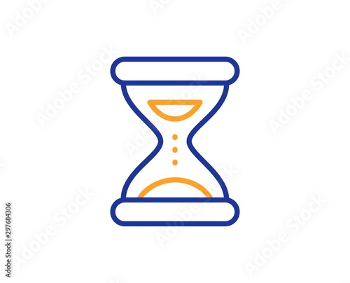 Clock sand sign. Hourglass time line icon. Watch symbol. Colorful outline concept. Blue and orange thin line time icon. Vector