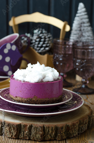 Cheesecake without baking with Acai Powder and Cotton Candy
