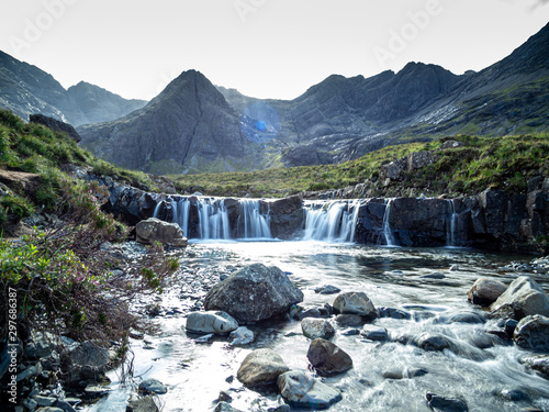 Fairy pools flowing creek in Isle of Skye Scotland