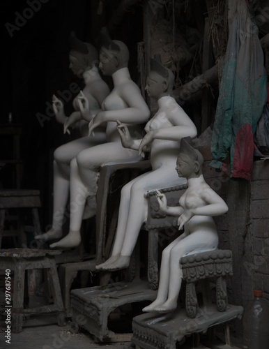 Kolkata, West Bengal / India - September, 2017 Visual journey of kumartuli, the potters town, which is famous for its Gods and Goddess idols.