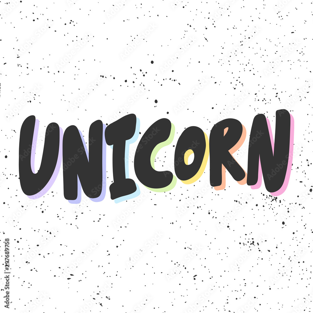 Unicorn. Sticker for social media content. Vector hand drawn illustration design. 
