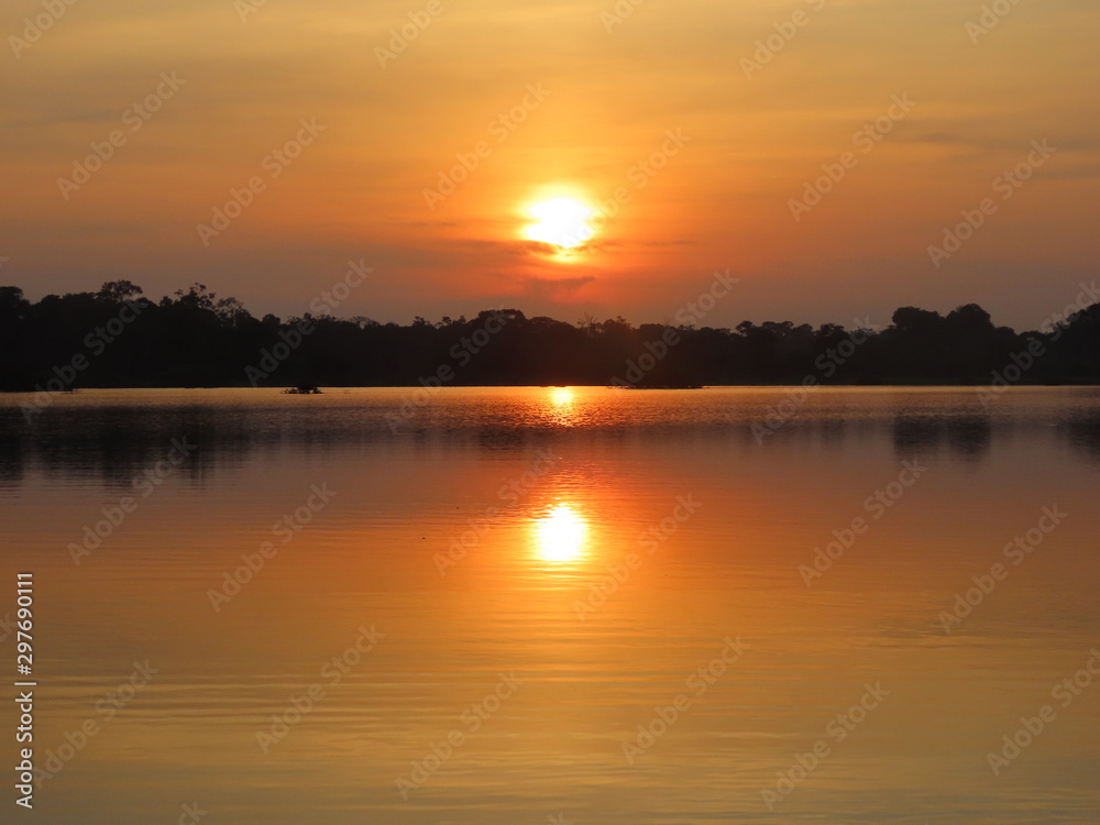 sunset over lake