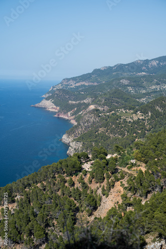 beautiful view from the peaks of the rocky Mallorca to the sea