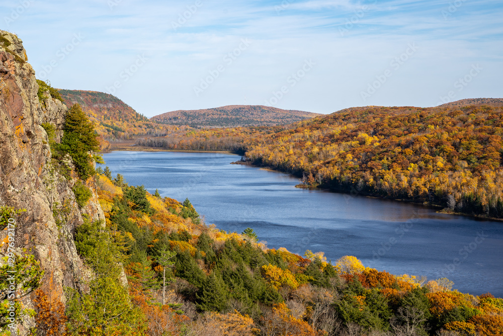 Lake of the Clouds in the Porcupine Mountains Wilderness State Park in Michigan, during the fall season