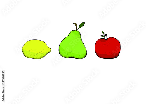 lemon, apple and pear