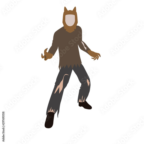 Halloween werewolf costume. Men halloween costume - Vector