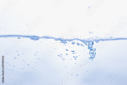 blue water splash and drop for drinking, abstract water pure and freshness concept background 