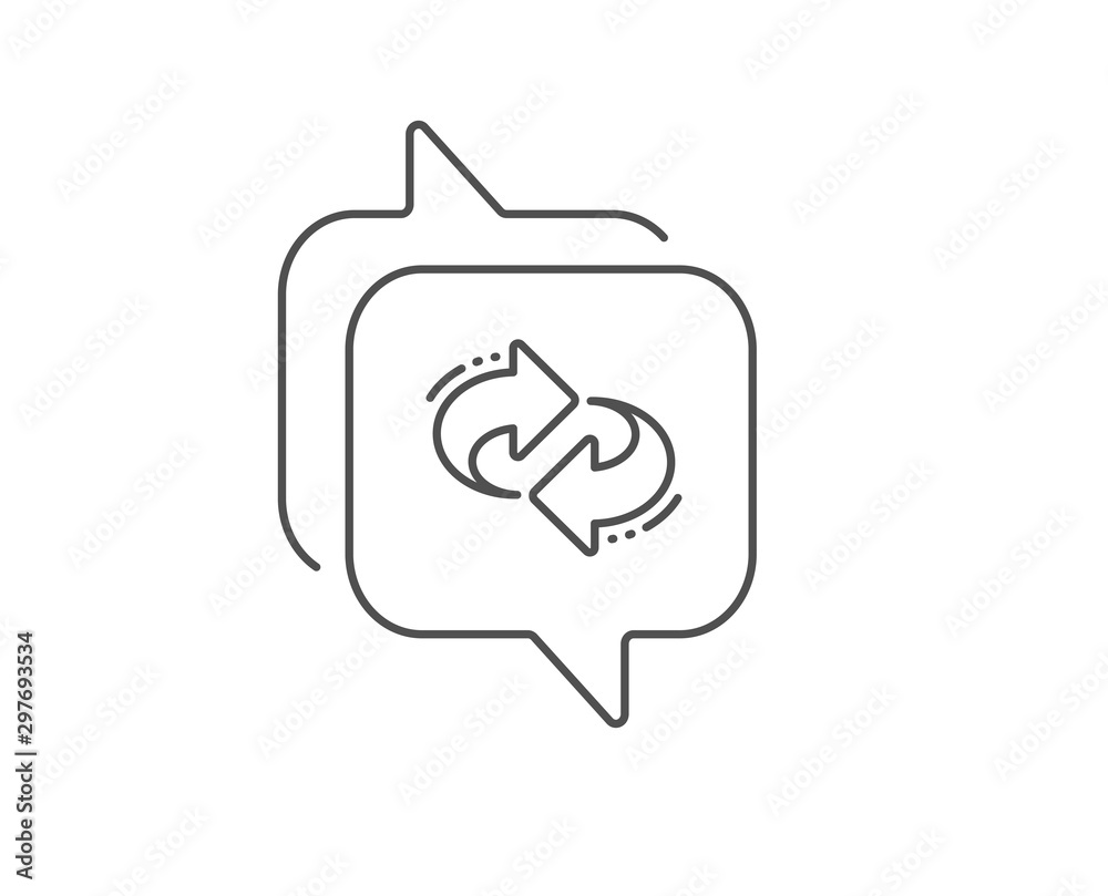 Refresh, change arrow line icon. Chat bubble design. Rotation Arrowhead symbol. Navigation pointer sign. Outline concept. Thin line refresh icon. Vector Refresh, change arrow line icon. Chat bubble design. Rotation Arrowhead symbol. Navigation pointer sign. Outline concept. Thin line refresh icon. Vector