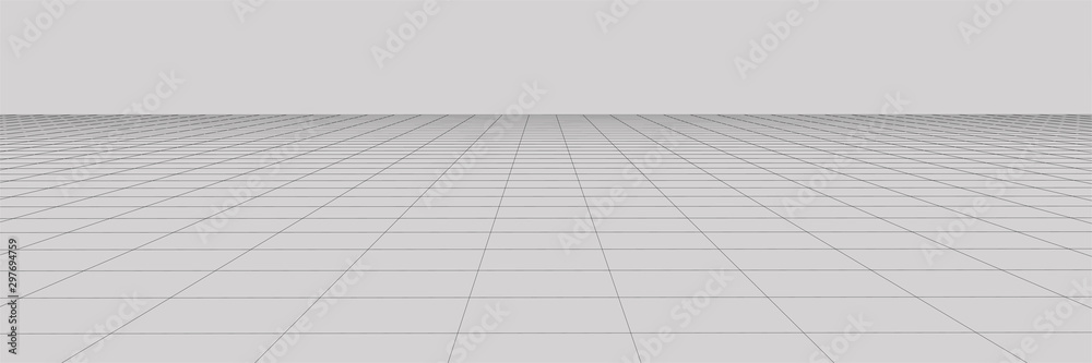Perspective grid background. Prospective reduction. Abstract mesh background. Vector illustration.