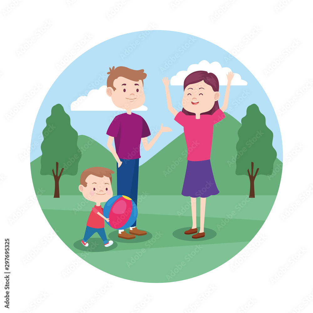 happy family playing with their little kid in the park happy family playing with their little kid in the park