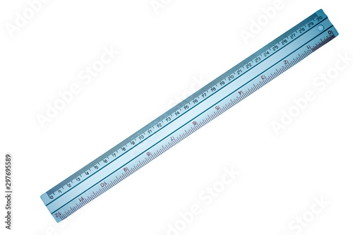 Stainless steel ruler isolated on white background