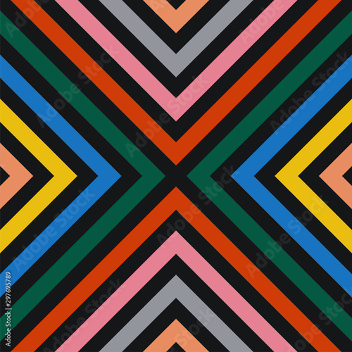 Vector colorful seamless striped pattern - geometric design. Vibrant trendy background, endless bright texture