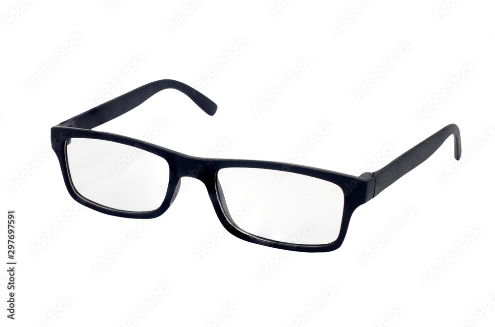 Black eyewear on a white background.with clipping path Black eyewear on a white background.with clipping path