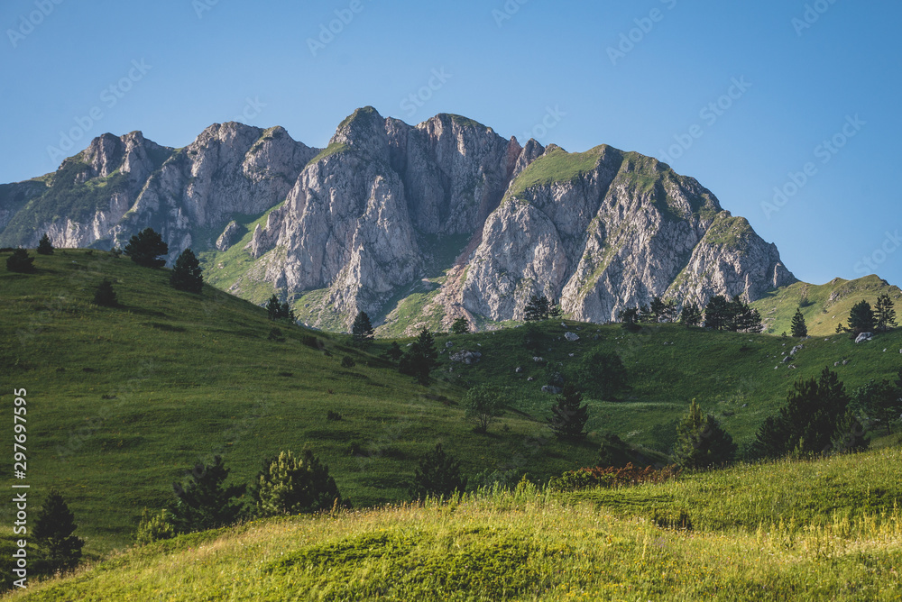 Mountain landscape with blue skies 