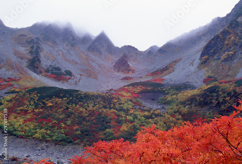秋の紅葉の涸沢（日本 北アルプス）