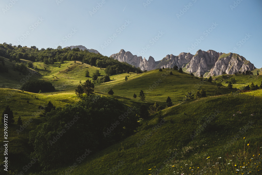 landscape in the mountains with shadows 