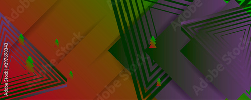 Fototapeta Naklejka Na Ścianę i Meble -  Geometric green Christmas trees dark colors merry christmas withe card tree background