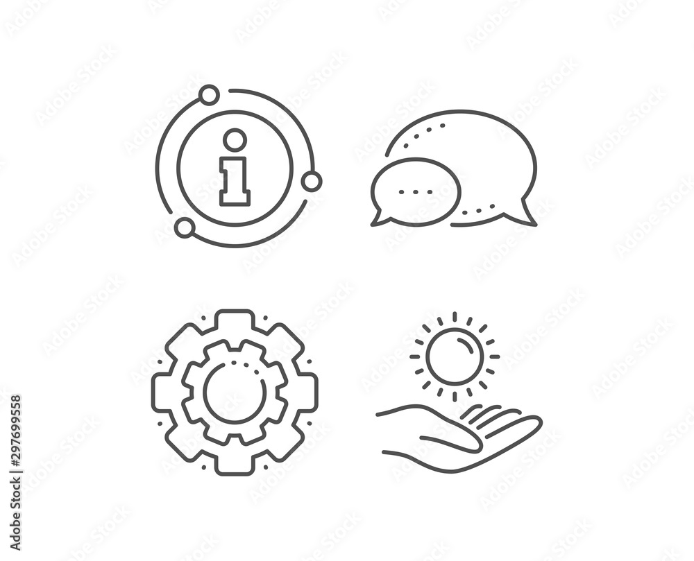 Sun protection line icon. Chat bubble, info sign elements. Skin care sign. Linear sun protection outline icon. Information bubble. Vector Sun protection line icon. Chat bubble, info sign elements. Skin care sign. Linear sun protection outline icon. Information bubble. Vector