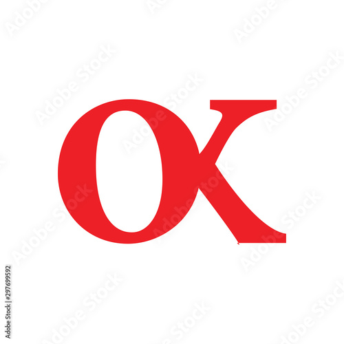 letter ok simple curves logo vector