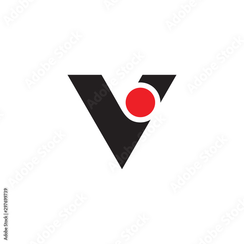 letter v geometric curves dot design logo vector
