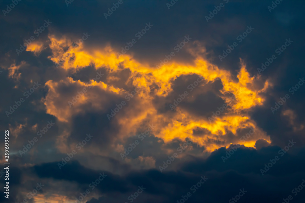 evening sunset with vivid clouds