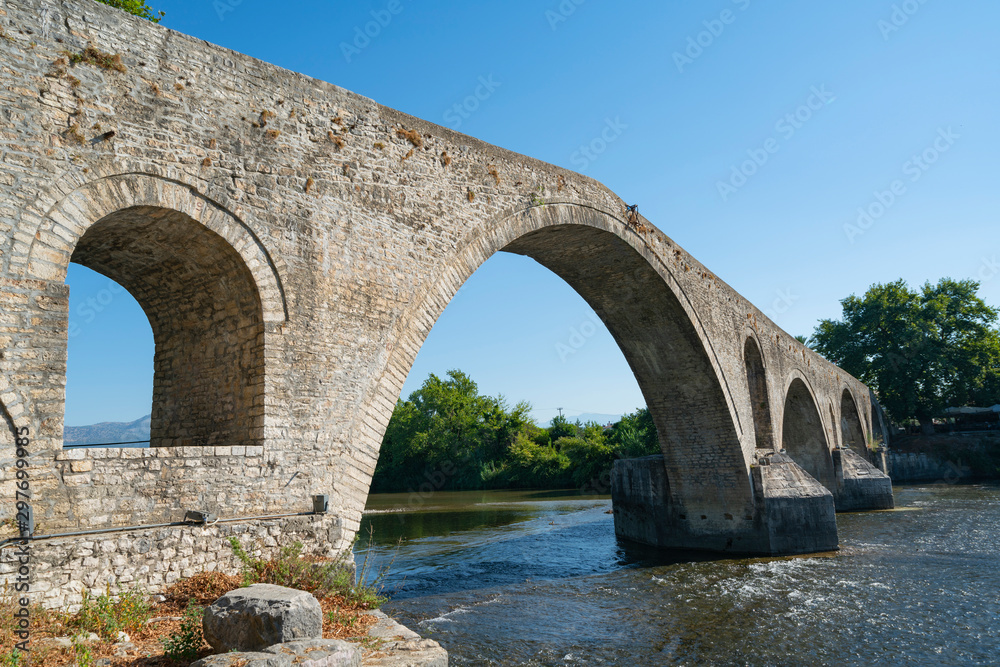 Ancient stone bridge at Arta in Pindus Mountains