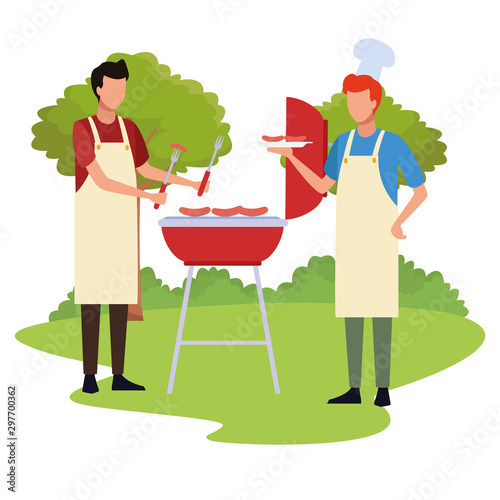 avatar men cooking in a bbq grill outdoor