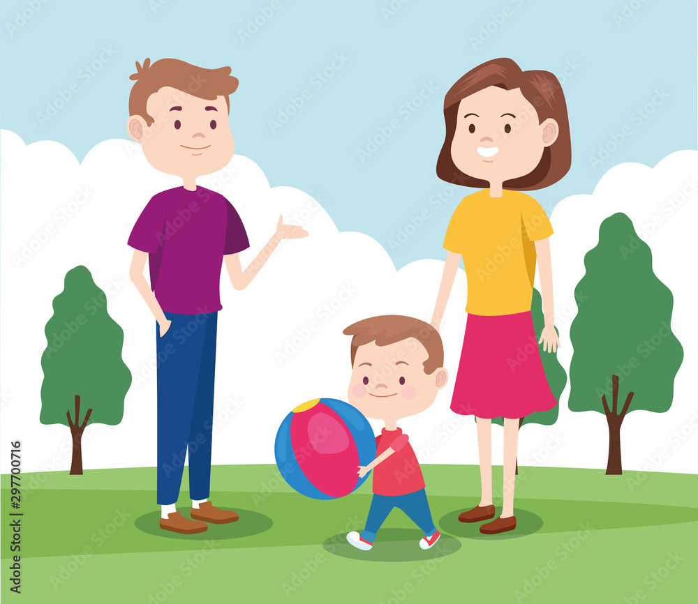 cartoon happy family with little boy, colorful design cartoon happy family with little boy, colorful design