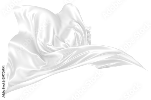 Abstract background of white wavy silk or satin. 3d rendering image. © Andrey Shtepa
