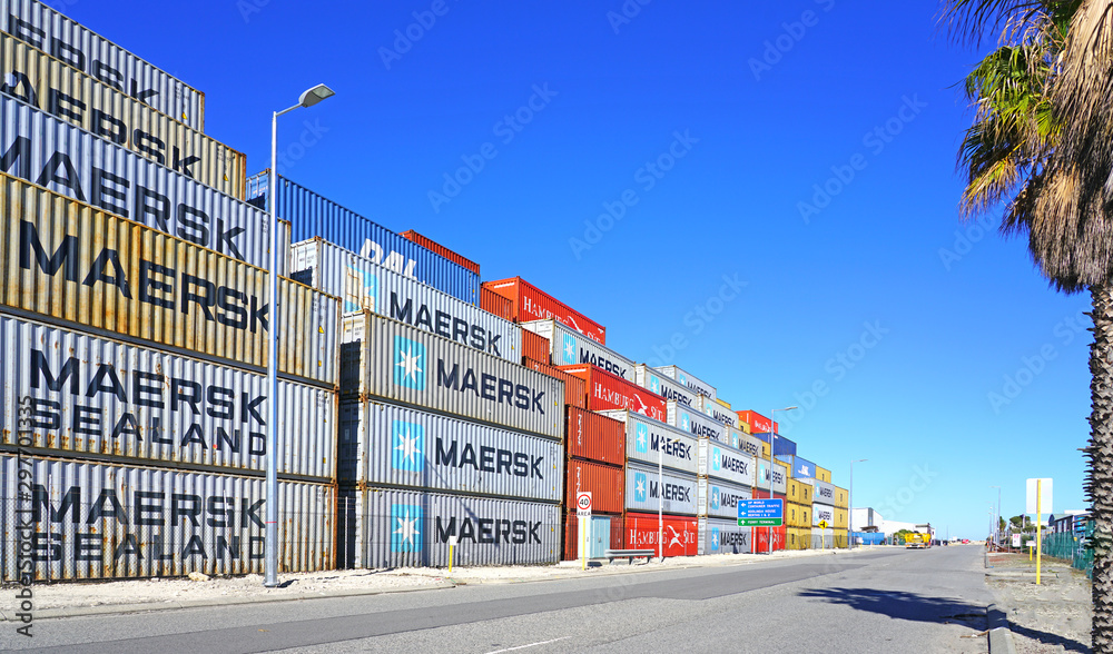 FREMANTLE, AUSTRALIA -3 JUL 2019- View of shipping containers from ...