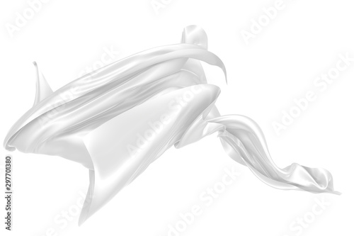 Abstract background of white wavy silk or satin. 3d rendering image.
