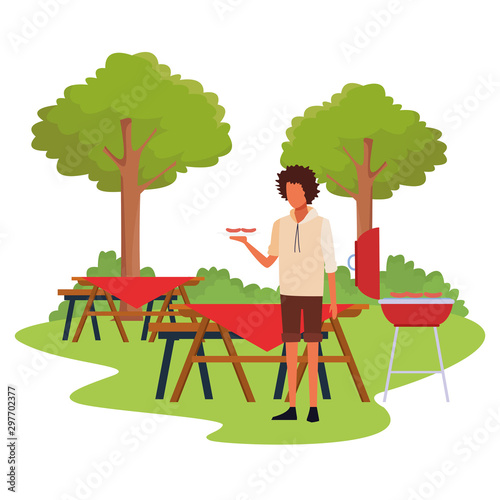 avatar man in a picnic and bbq