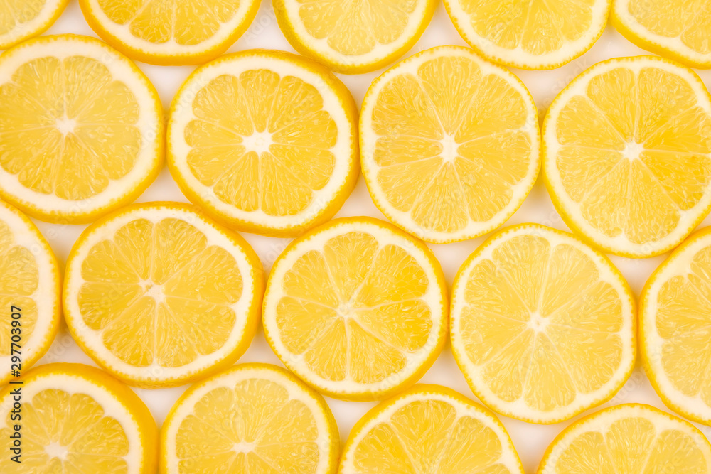sliced citrus lemons half on a light background
