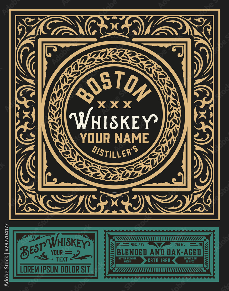 Antique label for whiskey or other products.