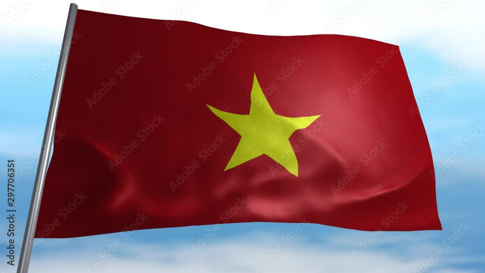 Seamless looping animated flag of Vietnam blowing in the wind in 4K resolution including luma matte Seamless looping animated flag of Vietnam blowing in the wind in 4K resolution including luma matte