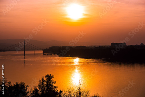 sunset over river 