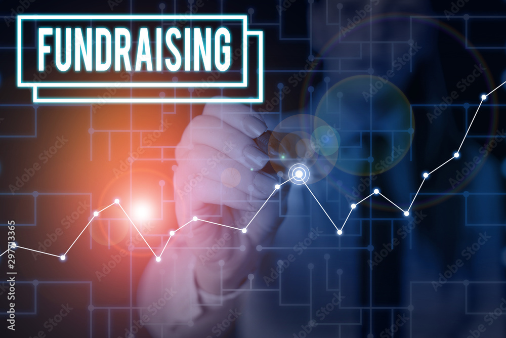 Word writing text Fundraising. Business photo showcasing seeking to generate financial support for charity or cause Woman wear formal work suit present presentation using smart latest device Word writing text Fundraising. Business photo showcasing seeking to generate financial support for charity or cause Woman wear formal work suit present presentation using smart latest device