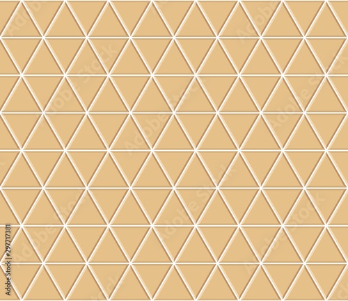 Abstract seamless triangle pattern. Light orange ceramic floor tiles. Design geometric mosaic texture for the decoration of the kitchen room, vector illustration