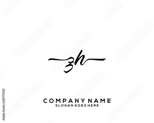 ZH Initial handwriting logo template vector photo