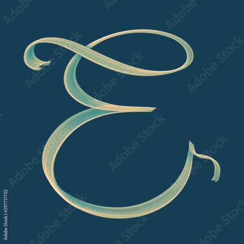 Letter E lettering 3d illustration in soft pastel hues