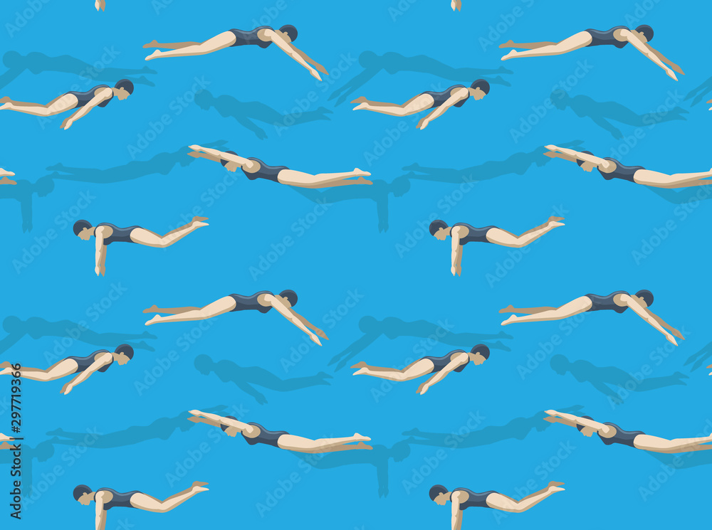 Fototapeta premium Swimming Style Butterfly Motion Background Seamless Pattern Wallpaper-01