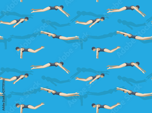 Swimming Style Butterfly Motion Background Seamless Pattern Wallpaper-01