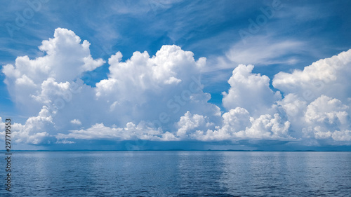 blue sky with clouds reflected in water © RAGHAVENDRA