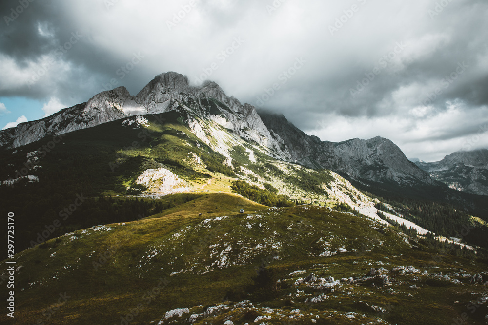 mountains and clouds