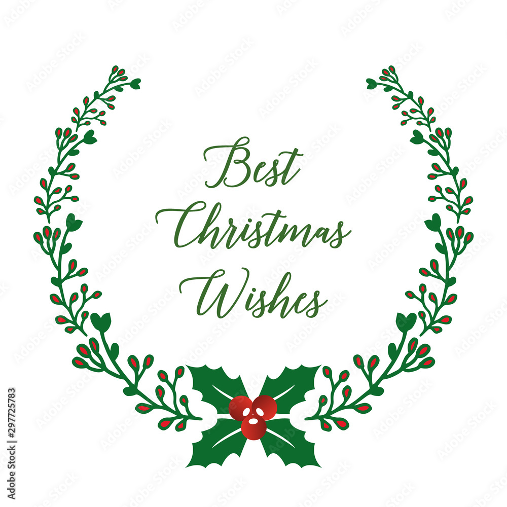 Card text best christmas wishes, with graphic red flower frame. Vector Card text best christmas wishes, with graphic red flower frame. Vector