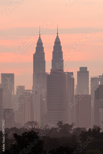 Photography beautiful sunrise over kuala lumpur city skyline
