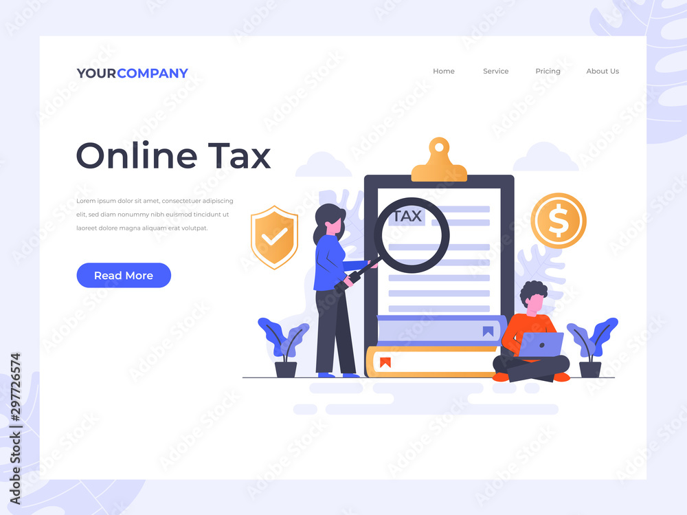 Online Tax flat vector illustration concept, can be used for landing page, ui, web, app intro card, editorial, flyer, and banner.